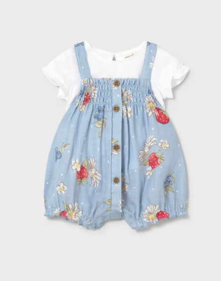 Mayoral Smocked Romper & T-Shirt Set Style 1638 - Lagoon